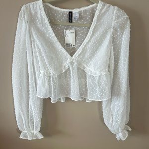 White Long Sleeve Crop